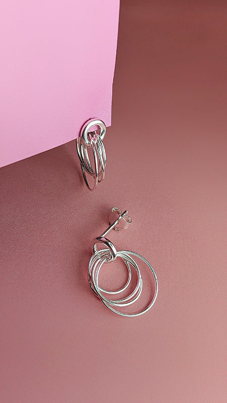 Vurchoo Jewellery silver hoop cluster earrings