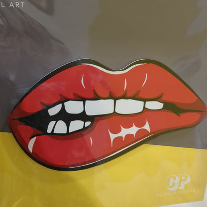 Biting lip cutout print