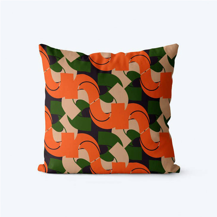 Green orange graphic cushion