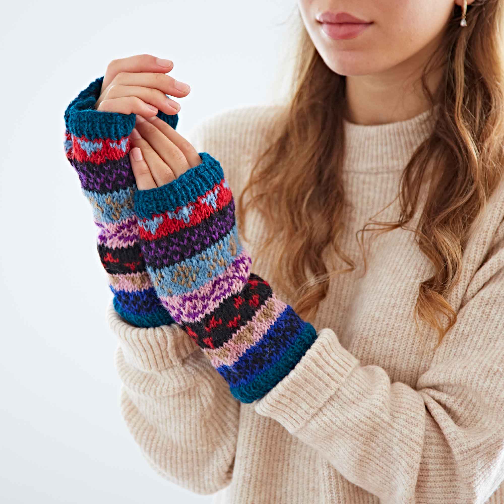 Woollen Fairisle handwarmer gloves Lucille Grace