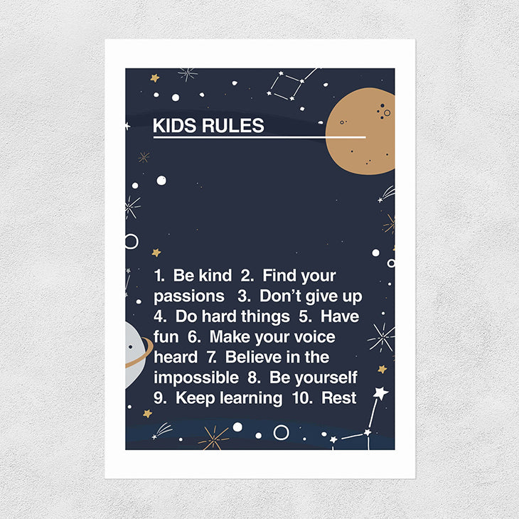 Kids rules print