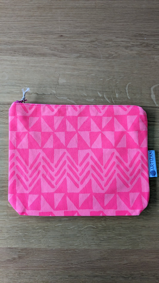 Pink geometric print washbag