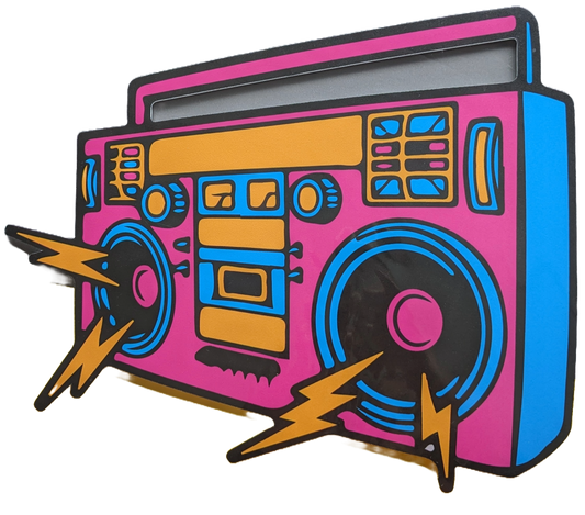 Lightning boombox cut out print